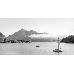 Walchensee-Bucht-Morgenstimmung - schwarz-weiß