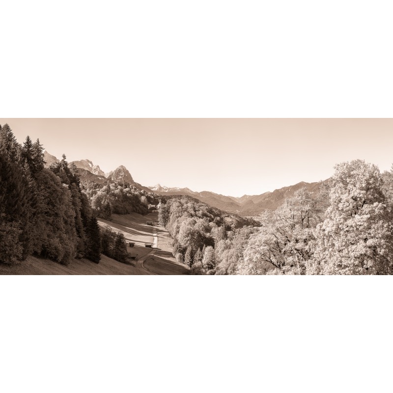 Wamberg-Zugspitze-Herbstpanorama-sepia
