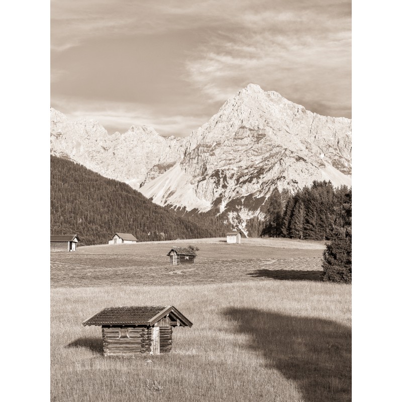 Buckelwiesen: Stadelblick zur Tiefkarspitze sepia