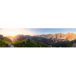 Karwendelhauptkamm Panorama 4:1 Birkarapitze, Falkenhütte Karwendeltal Johannistal, kleiner ahornboden Laliderer