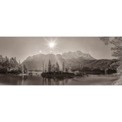 Eibsee Braxeninsel Zugspitze sepia