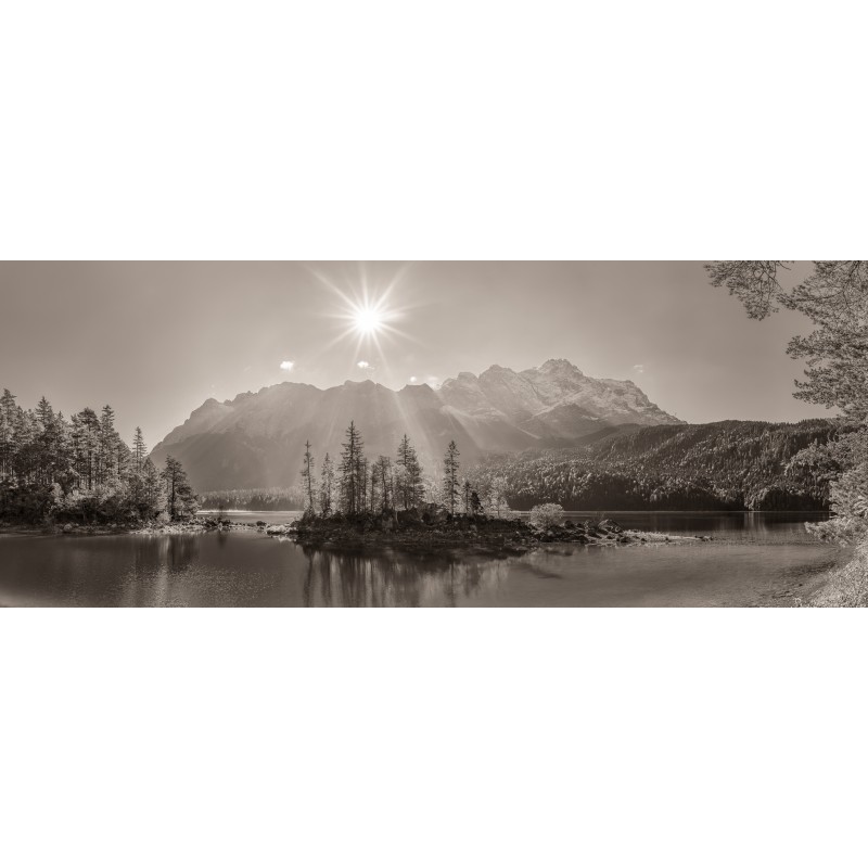 Eibsee Braxeninsel Zugspitze sepia