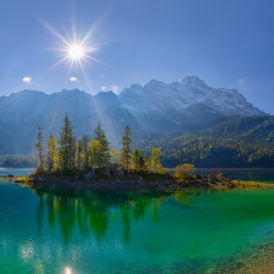 Eibsee Zugspitze im Quadrat mit Zugspitzeck