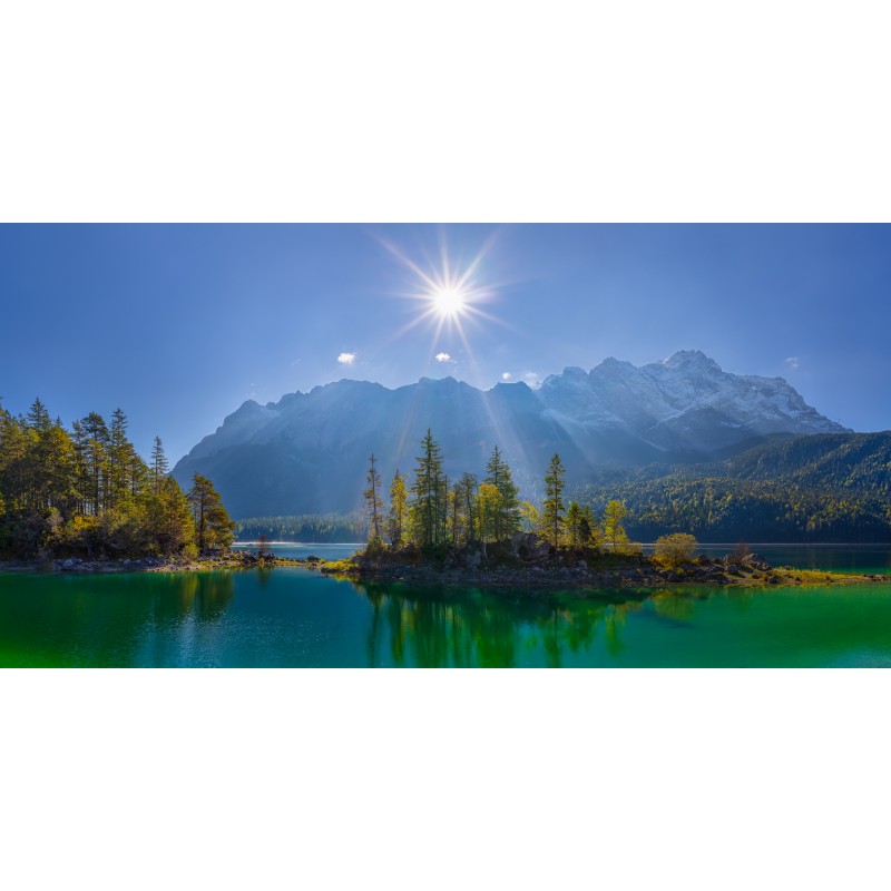 Braxeninsel im Eibsee mit Zugspitzmassiv