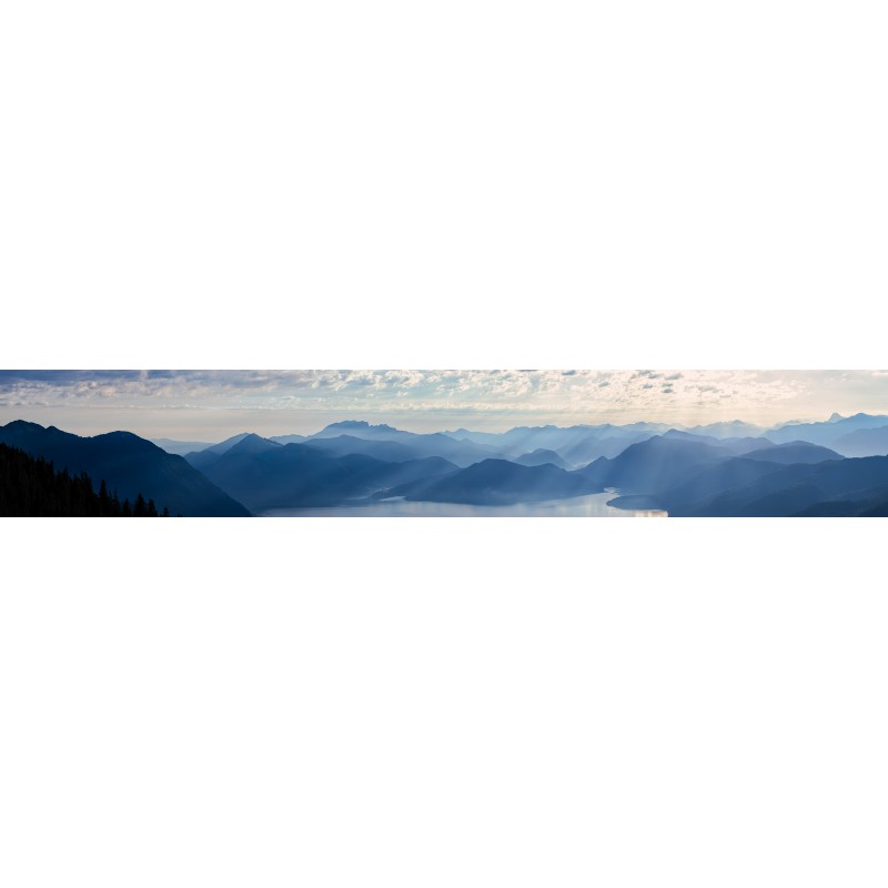 Blaue Silhouetten Walchensee Jachenau Panorama
