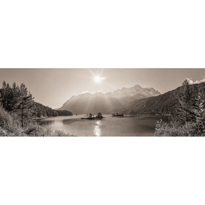 Eibsee Panorama - Zugspitze 3:1 sepia