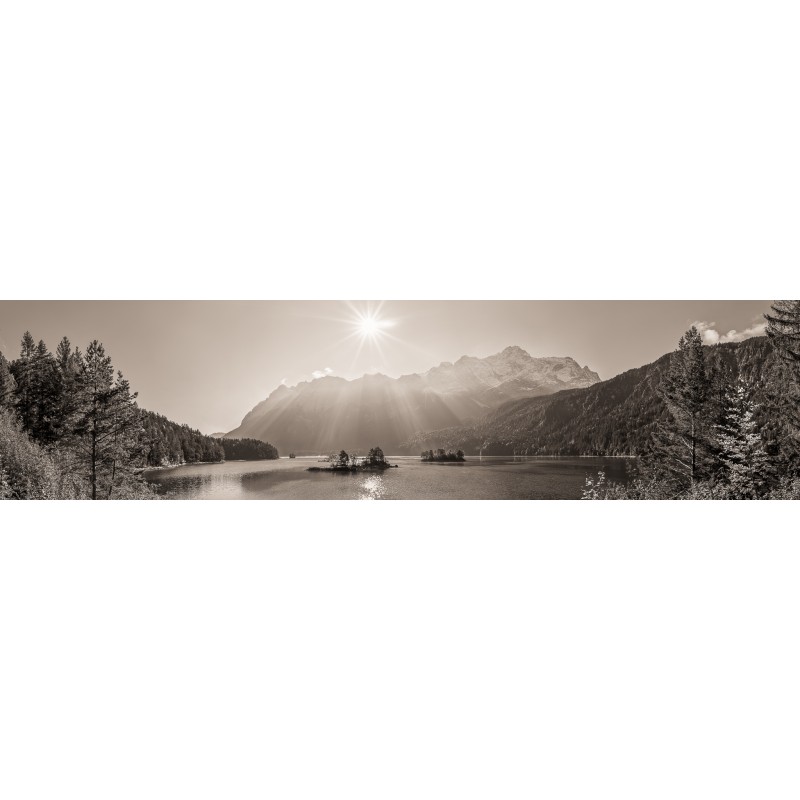 Eibsee-Panorama-Zugspitze 4:1 sepia