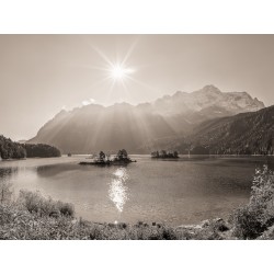 Eibseeblick mit Zugspitze sepia