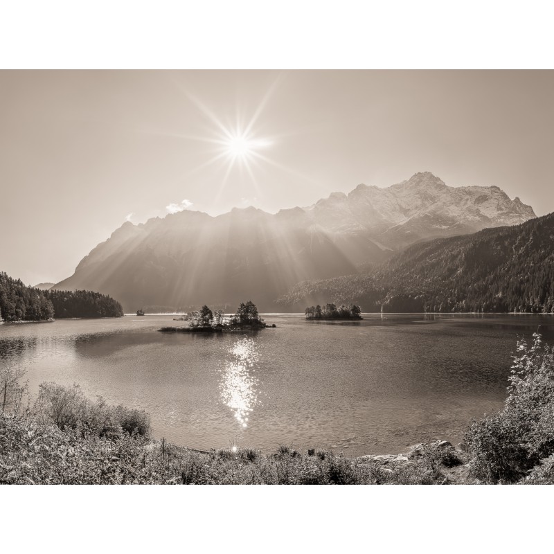 Eibseeblick mit Zugspitze sepia