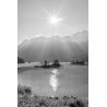 Eibsee - Inseln und Sonnenspieglung sw
