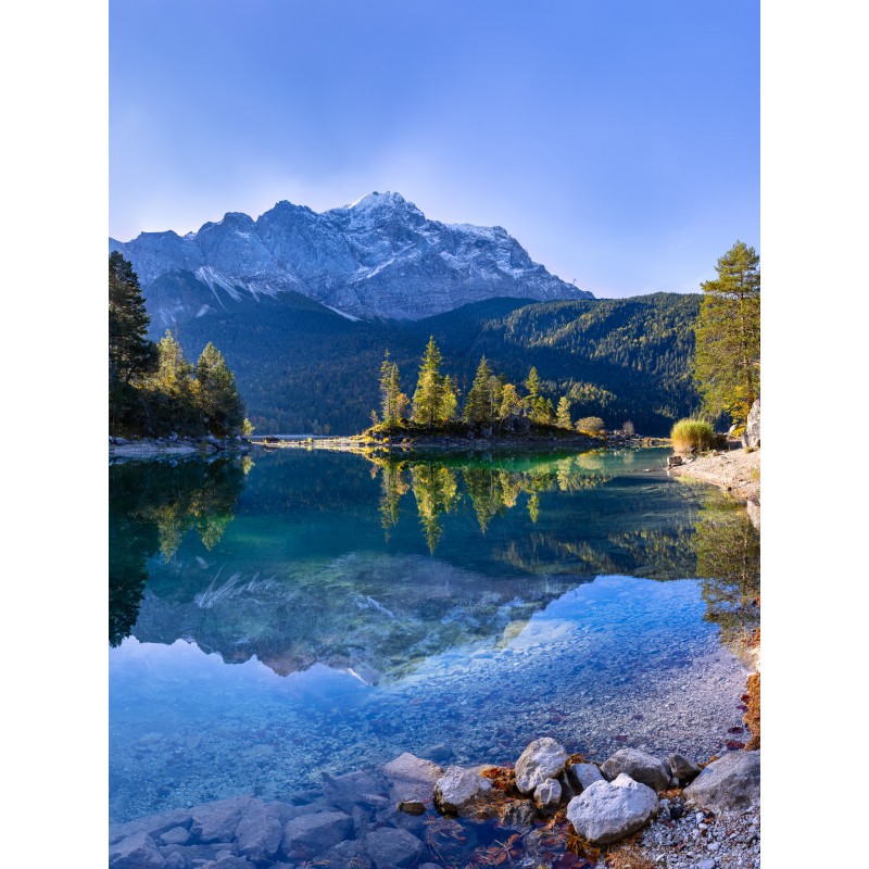 Eibsee mit Zugspitze hochkant