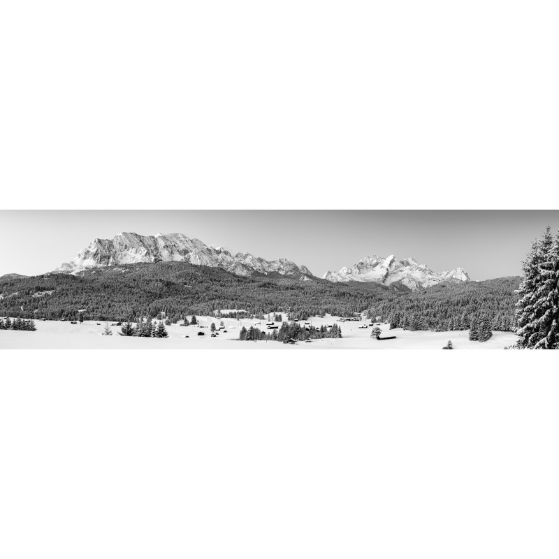 Wettersteingebirge im Winter  -  schwarz-weiß