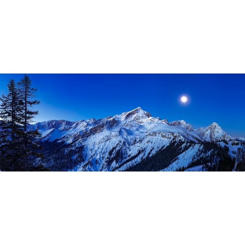 Mondlicht - Alpspitze und Zugspitze - Pano