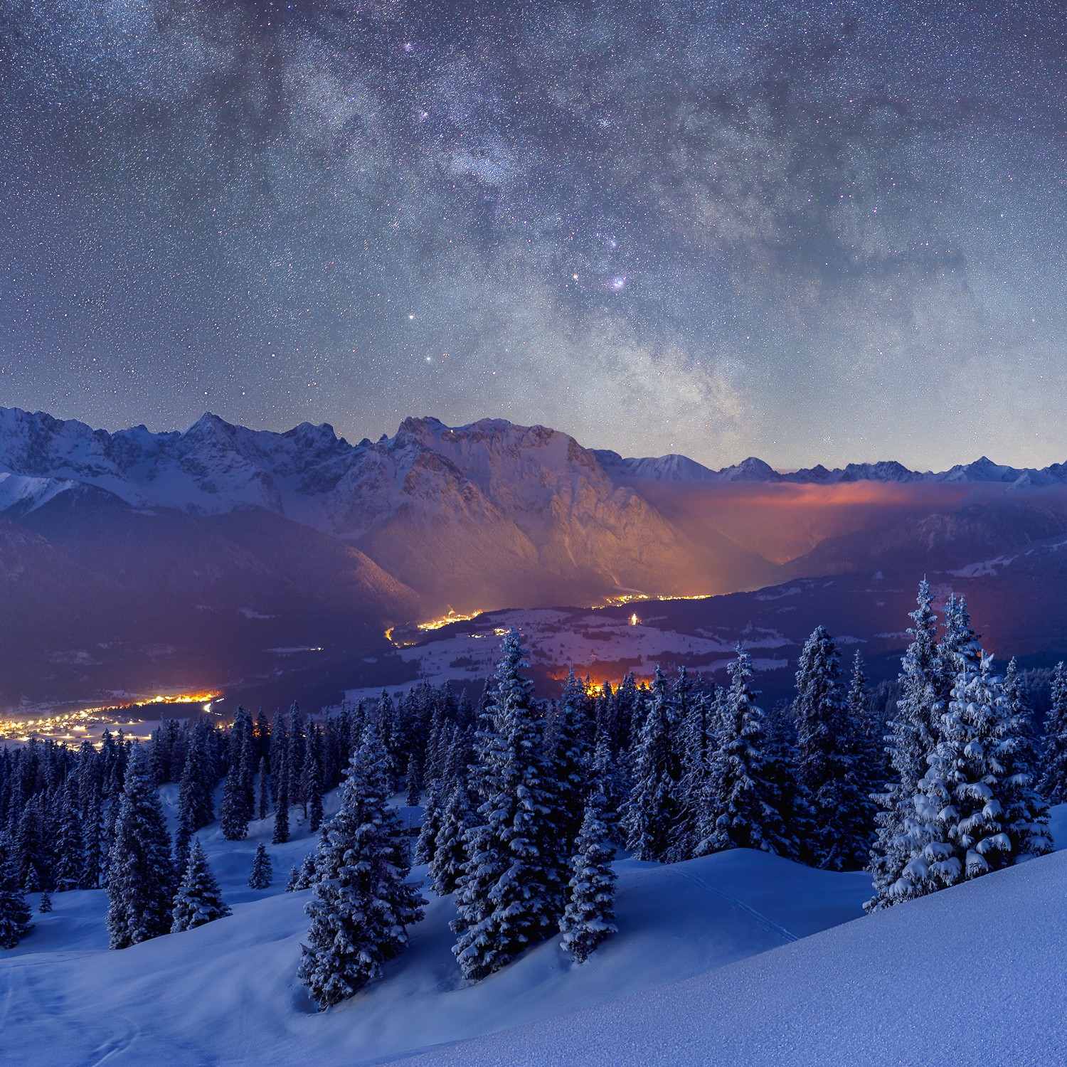 Sternenhimmel Bergen in - den Winterlandschaft